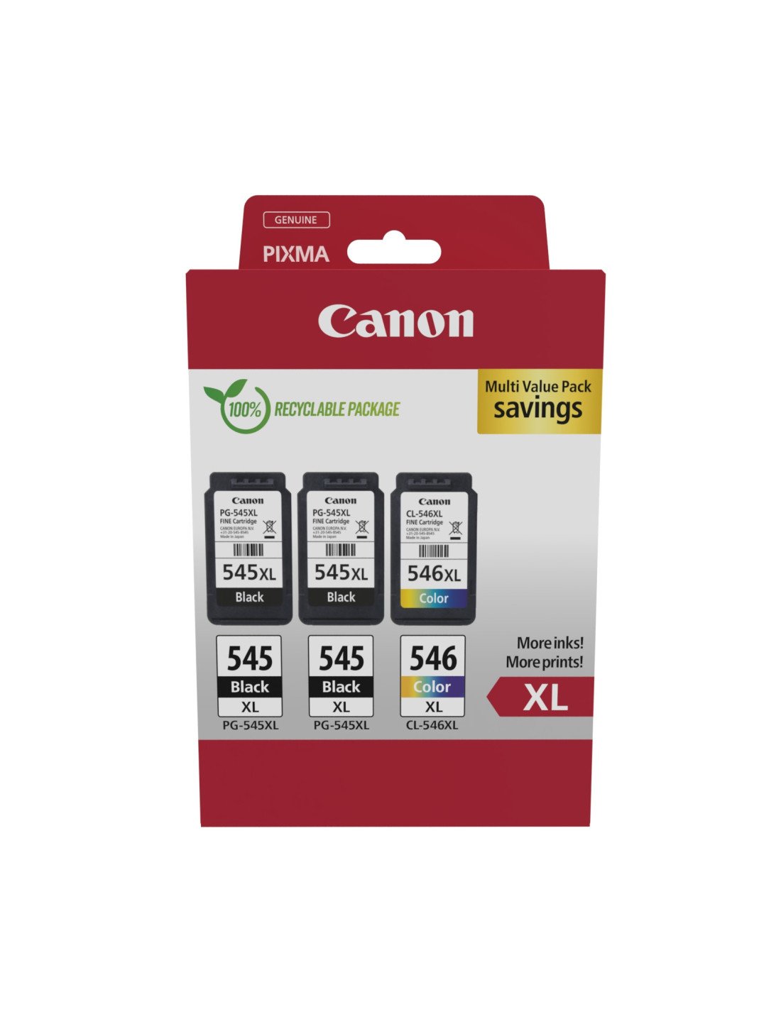 Canon 8286B013 cartucho de tinta 3 pieza(s) Original Alto rendimiento (XL) Negro, Cian, Magenta, Amarillo