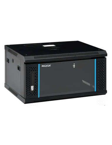 Phasak Armario Rack PRO 19" 6U 600 x 450 negro con ventilación - PHO 2106 (Montado)
