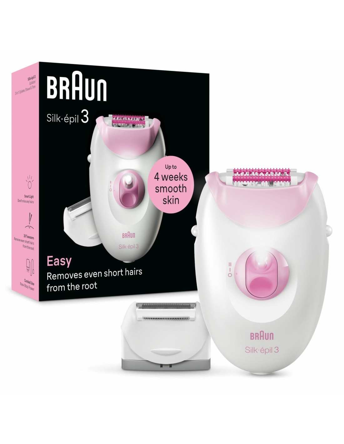 Braun Silk-épil 3 3-031 20 pinzas Rosa, Blanco