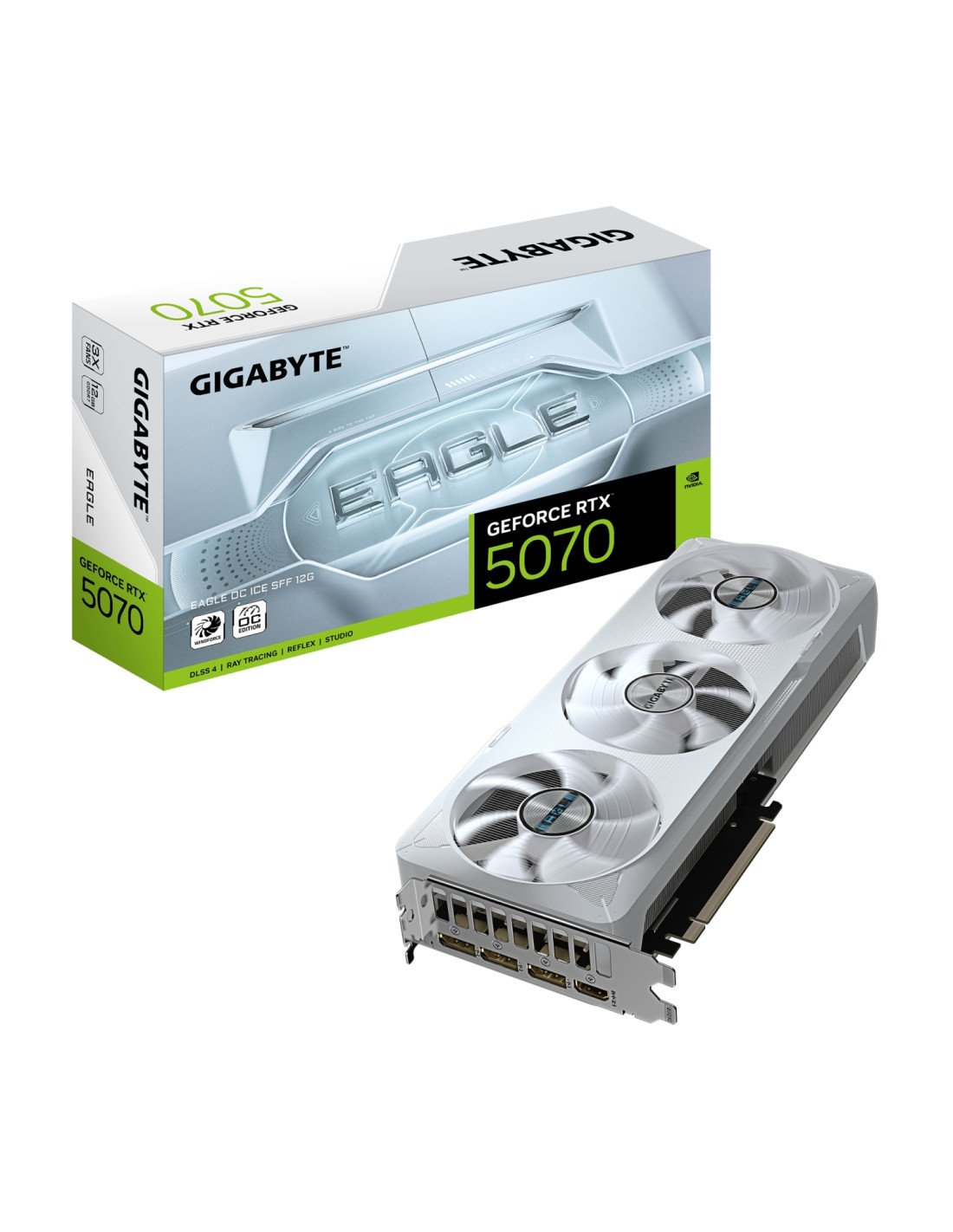 GIGABYTE GeForce RTX 5070 EAGLE OC ICE SFF 12G Tarjeta Gráfica - 12GB GDDR7, 192 bits, PCI-E 5.0, XXXX MHz Core Clock, 3 x DP 2.