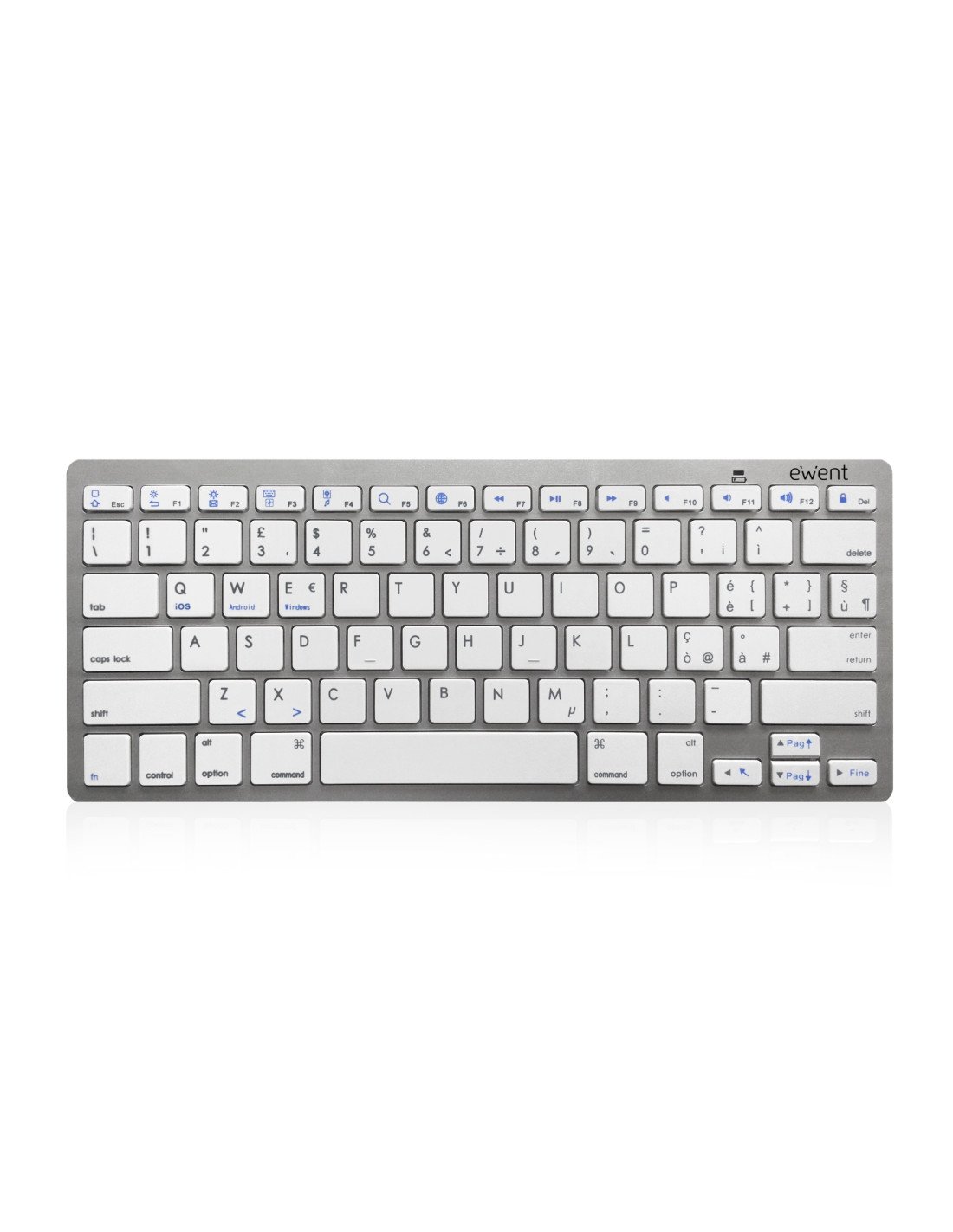 Ewent EW3160 teclado para móvil Italiano Bluetooth Plata, Blanco