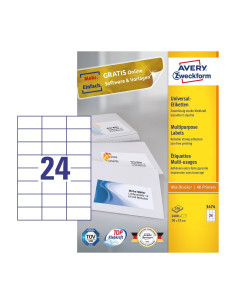 Avery 3474 etiqueta autoadhesiva Rectángulo Permanente Blanco 2400 pieza(s)