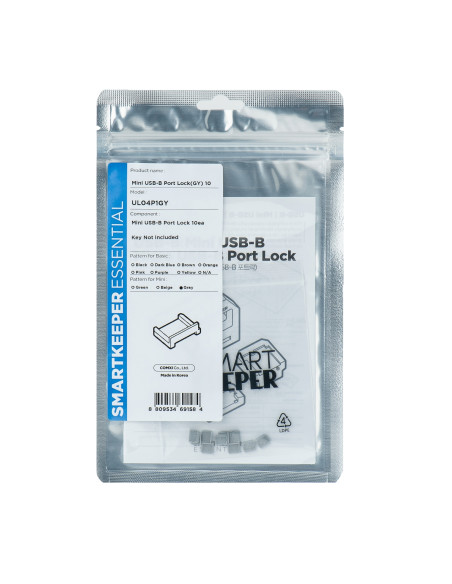 Smartkeeper MUL04P1GY bloqueador de puerto USB Tipo B Gris 10 pieza(s)