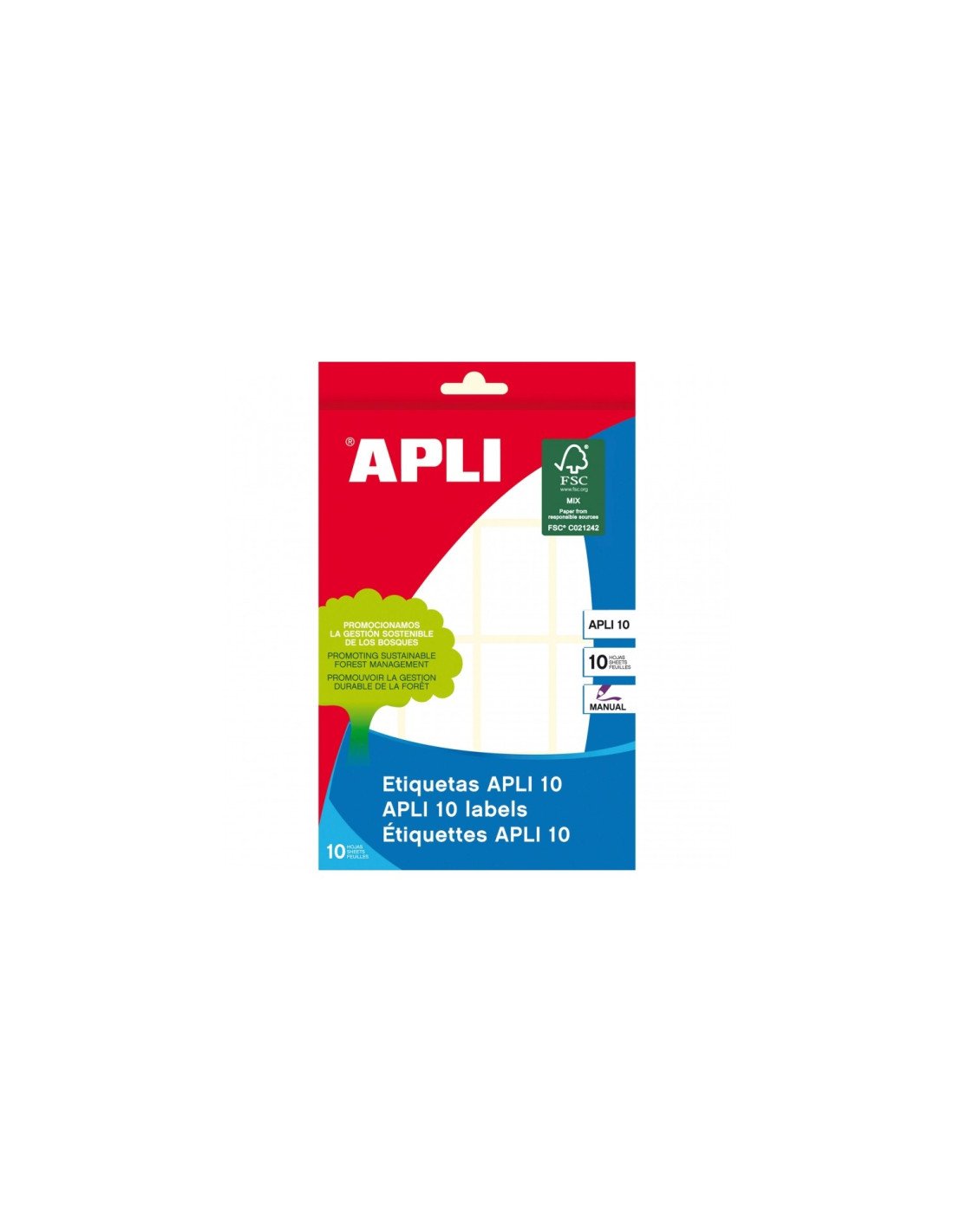 APLI 1646 etiqueta autoadhesiva Rectángulo Permanente Blanco 160 pieza(s)