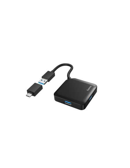 Hama | HUB USB con 4 Puertos y Adaptador USB-C (Conexión de Múltiples