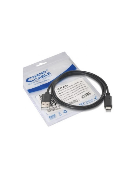 CABLE USB 3A TIPO USB-CM-AM NEGRO 0.5M NANOCABLE