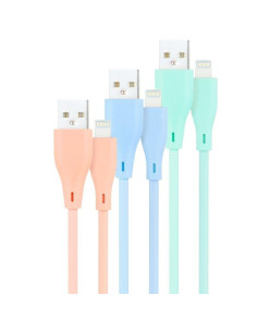 CABLE LIGHTNING A USB 2.0 NANOCABLE A/M 1M 3UD BLUE PINK GREEN LISO