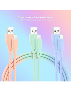 CABLE LIGHTNING A USB 2.0 NANOCABLE A/M 1M 3UD BLUE PINK GREEN LISO 2