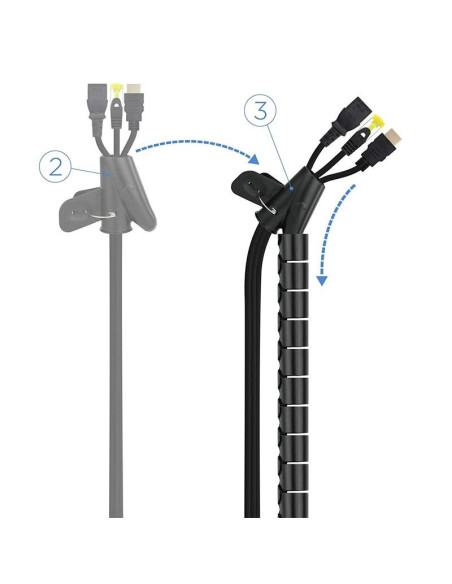 ORGANIZADOR DE CABLE NANOCABLE FLEXIBLE 25MM 1M BLACK