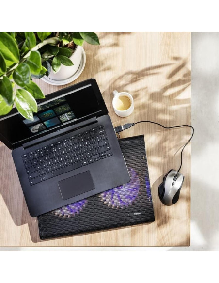 SOPORTE + VENTILADOR NOTEBOOK TRUST HASTA 17.4 BLACK