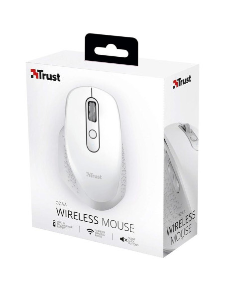 RATON TRUST OZAA ERGONOMICO RECARGABLE WIRELESS WHITE