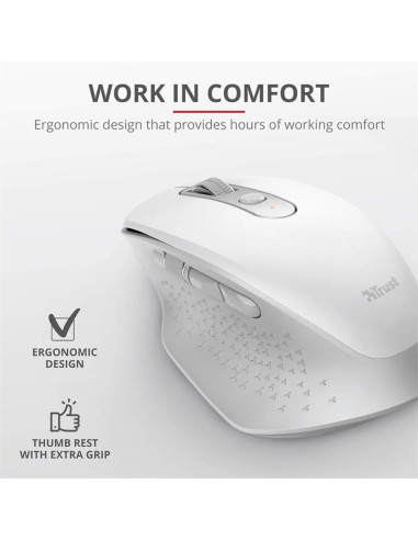 RATON TRUST OZAA ERGONOMICO RECARGABLE WIRELESS WHITE