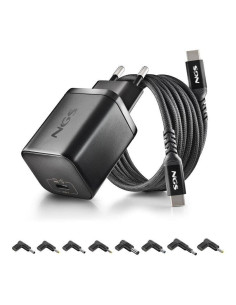 CARGADOR DE PORTATIL HP NGS BUD GAN USB-C 65W 8 CONECTORES + CABLE 1.5M USB-C BLACK