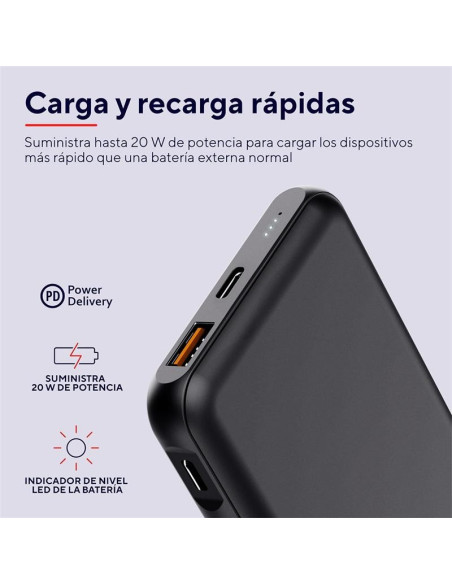 POWERBANK TRUST REDOH 10000MAH USB-A + X2 USB-C BLACK