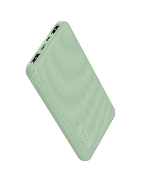 POWERBANK TRUST PRIMO SLIM 10000MAH X2 USB-A + USB-C + MICRO-USB ECO GREEN