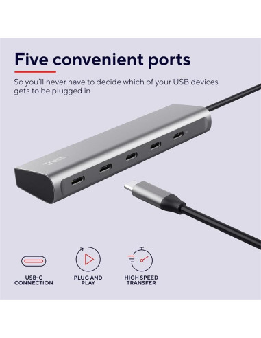 HUB USB-C TRUST 5 PUERTOS HALYX USB-C 3.2