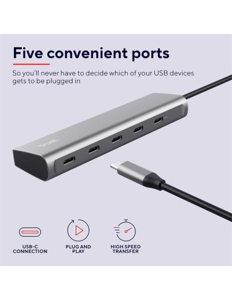 HUB USB-C TRUST 5 PUERTOS HALYX USB-C 3.2