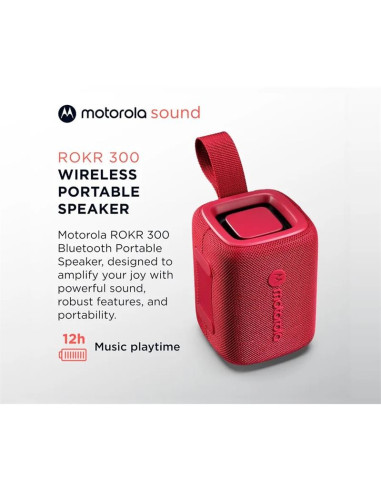 ALTAVOZ MOTOROLA ROKR 300 WIRELESS BLUETOOTH 5.3 IP67 RED