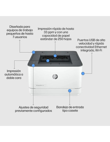 IMPRESORA HP LASERJET PRO LASER MONOCROMO 3002DW DUPLEX WHITE