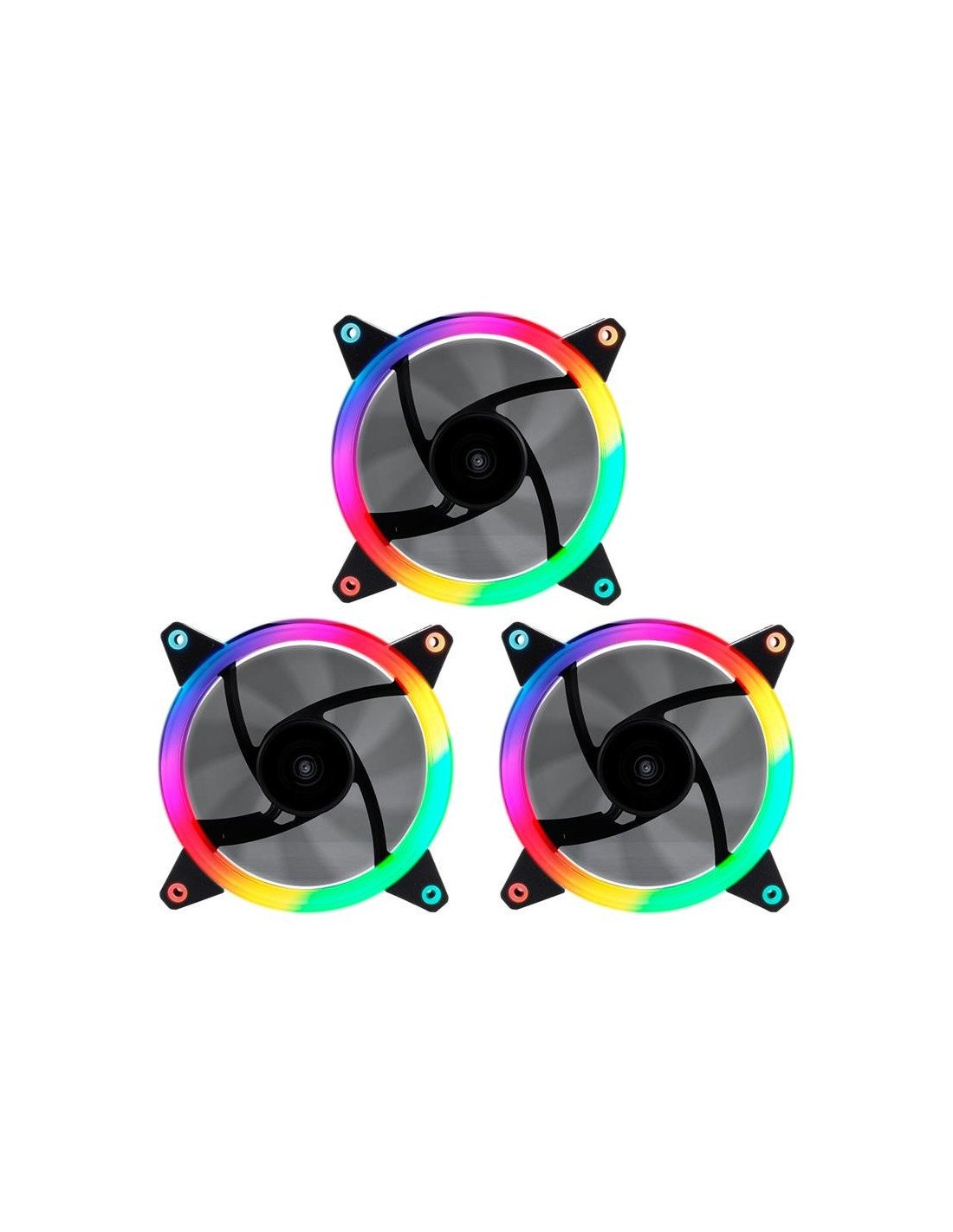 PACK 3 VENTILADORES 12CM UNYKACH CANDY 30 ARGB + CONTROLADORA