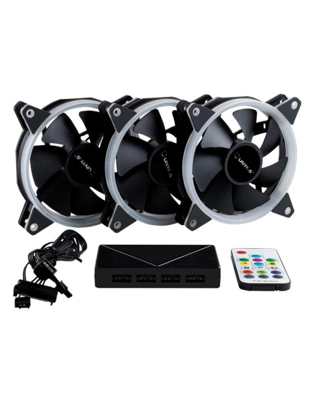 PACK 3 VENTILADORES 12CM UNYKACH CANDY 30 ARGB + CONTROLADORA