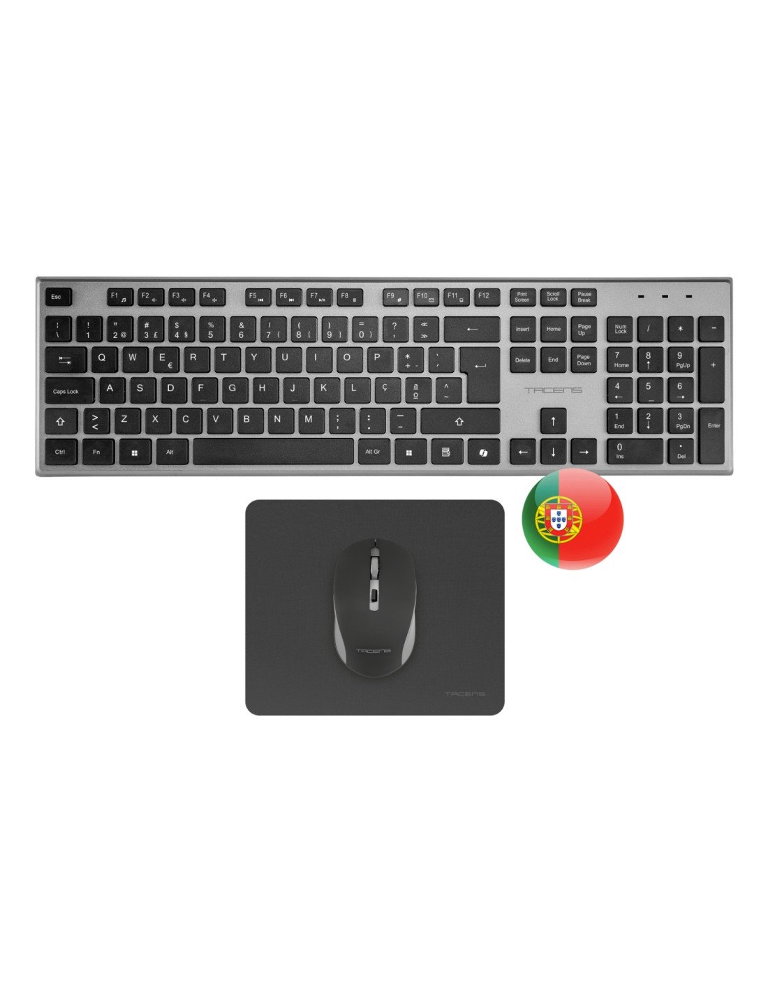 Tacens 6ZENITHPT teclado Ratón incluido Hogar / Oficina RF inalámbrico QWERTY Portugués Gris