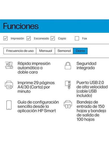 IMPRESORA MFP HP LASER MONOCROMO LASERJET M234D DUPLEX WHITE