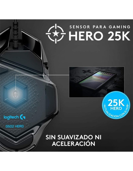 RATON LOGITECH G502 HERO OPTICO USB GAMING BLACK