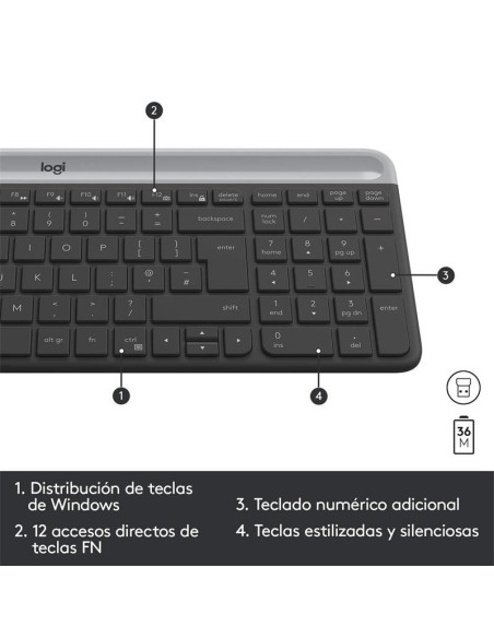 TECLADO + RATON LOGITECH MK470 SLIM WIRELESS SILENT