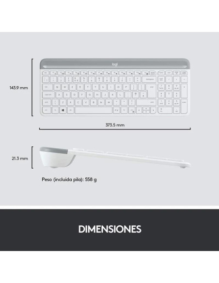TECLADO + RATON LOGITECH MK470 SLIM WIRELESS SILENT WHITE