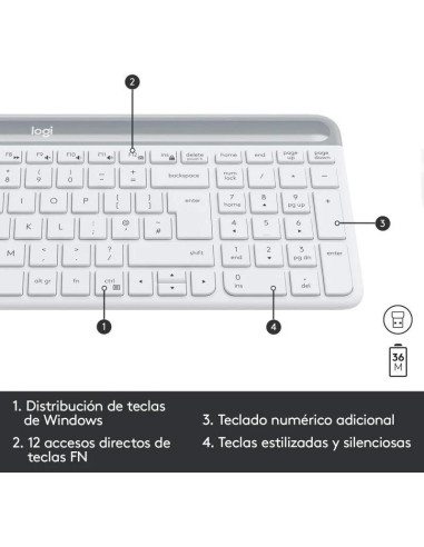 TECLADO + RATON LOGITECH MK470 SLIM WIRELESS SILENT WHITE