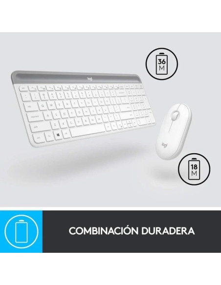 TECLADO + RATON LOGITECH MK470 SLIM WIRELESS SILENT WHITE