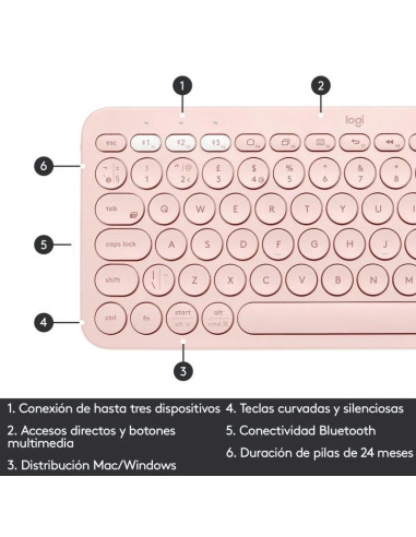 TECLADO LOGITECH K380 TKL BLUETOOTH MULTI-DEVICE ROSE