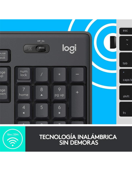 TECLADO + RATON LOGITECH MK295 WIRELESS SILENT GRAFITO