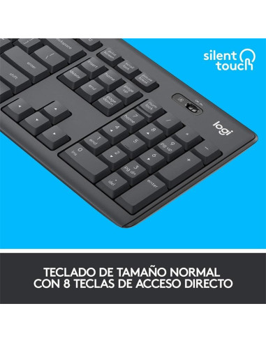 TECLADO + RATON LOGITECH MK295 WIRELESS SILENT GRAFITO