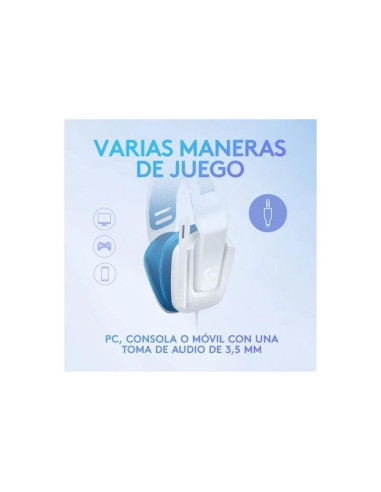 AURICULARES + MICROFONO LOGITECH GAMING G335 JACK 3.5MM WHITE/BLUE