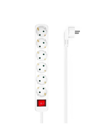 REGLETA AISENS 6 SCHUKOS PROTECCION INTERRUPTOR 1,4M WHITE