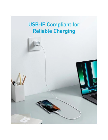 CABLE ANKER 322 USB-C TRENZADO 1.8M 60W WHITE