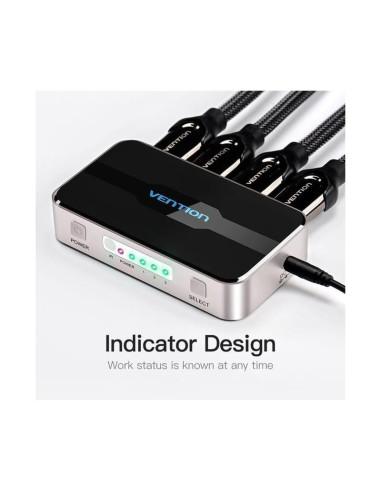 DUPLICADOR VENTION 4XHDMI HEMBRA - HDMI MACHO SILVER/BLACK