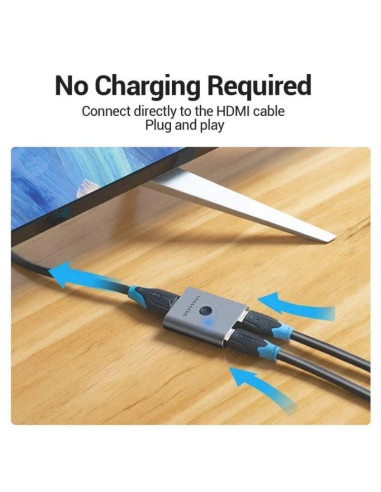 SWITCH/SPLITTER VENTION HDMI 2.0/H - X2 HDMI/H BIDIRECCIONAL 4K SILVER