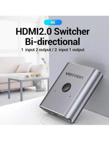 SWITCH/SPLITTER VENTION HDMI 2.0/H - X2 HDMI/H BIDIRECCIONAL 4K SILVER