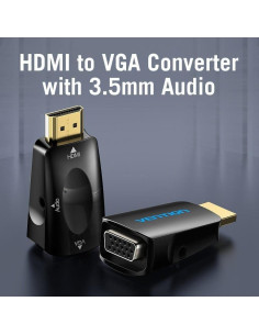 ADAPTADOR CONVERSOR VENTION HDMI/M A VGA/H AUDIO JACK 3.5 BLACK 2