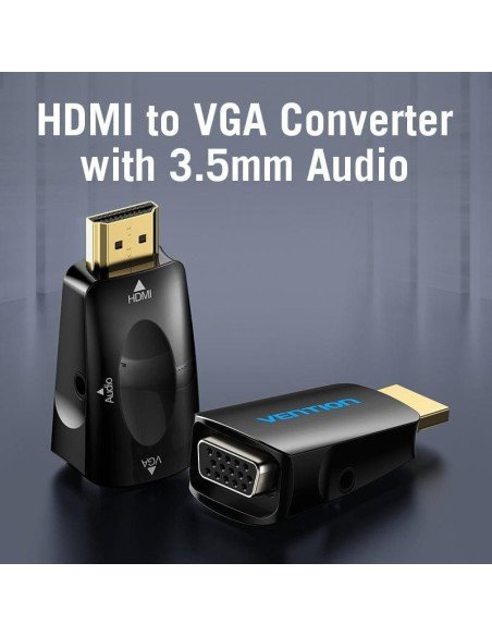 ADAPTADOR CONVERSOR VENTION HDMI/M A VGA/H AUDIO JACK 3.5 BLACK