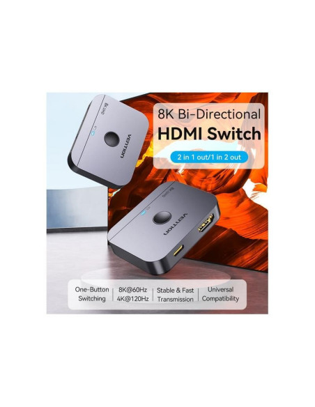 SWITCH/SPLITTER VENTION HDMI 2.1/H - X2HDMI/H USB-C/H BIDIRECCIONAL 8K