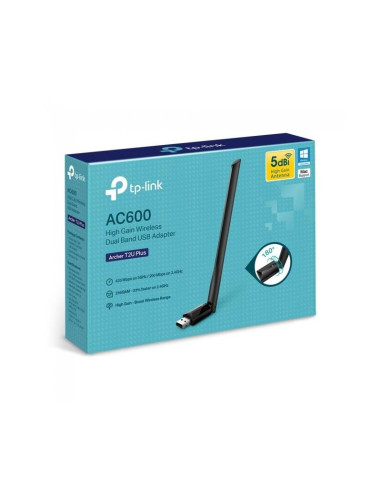 WIRELESS ADAPTADOR USB TP-LINK ARCHER T2U PLUS AC600 DUAL BAND 5DBI