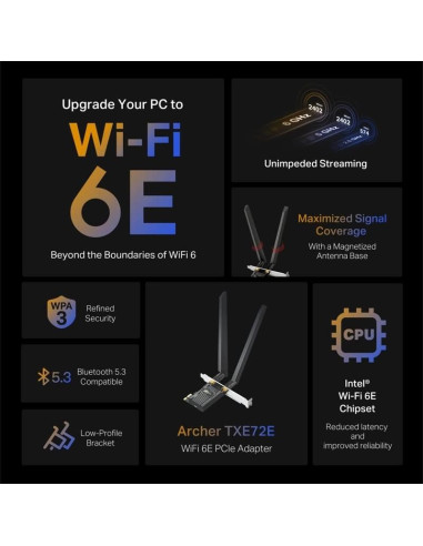 WIRELESS ADAPTADOR PCIE TP-LINK ARCHER TXE72E WIFI 6E AXE5400