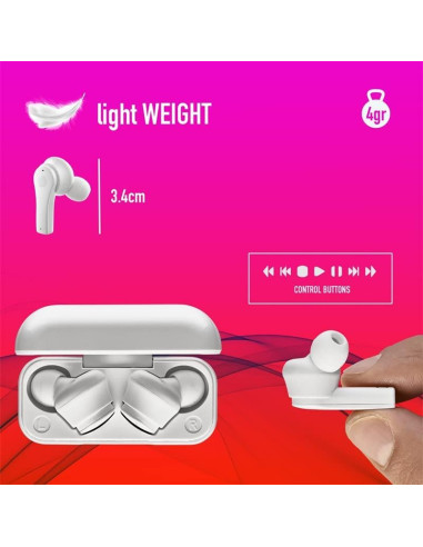 AURICULARES NGS ARTICA BLOOM EARPHONES BLUETOOTH WIRELESS WHITE
