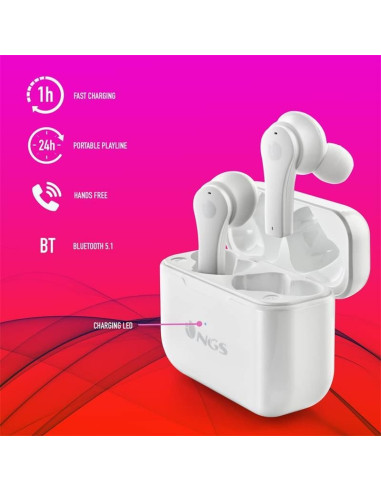 AURICULARES NGS ARTICA BLOOM EARPHONES BLUETOOTH WIRELESS WHITE