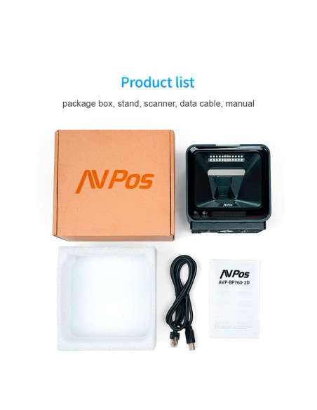 LECTOR AVPOS CODIGOS 1D +2D + QR BP760 OMNIDIRECCIONAL SOBREMESA USB