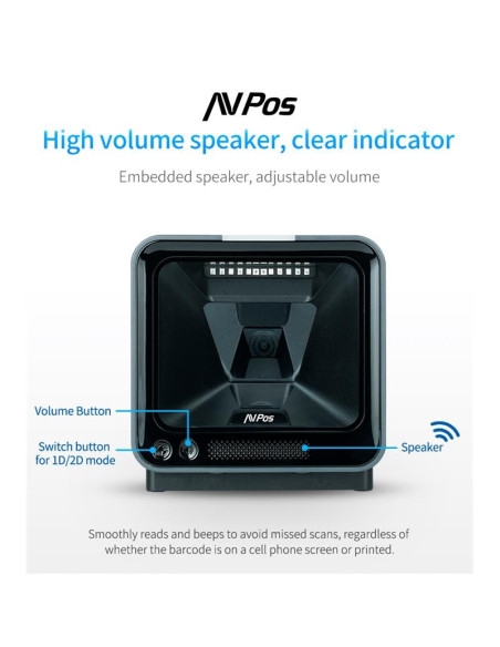 LECTOR AVPOS CODIGOS 1D +2D + QR BP760 OMNIDIRECCIONAL SOBREMESA USB
